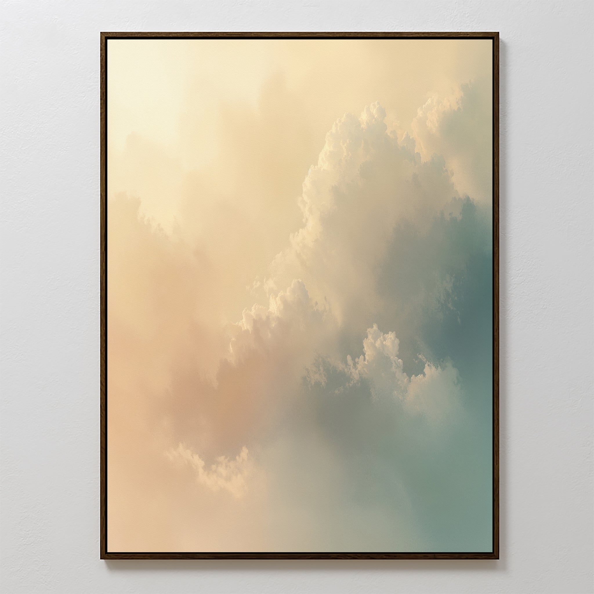 Whispered Skies at Dawn – beige and white cloud canvas wall art print by Aspire Prints