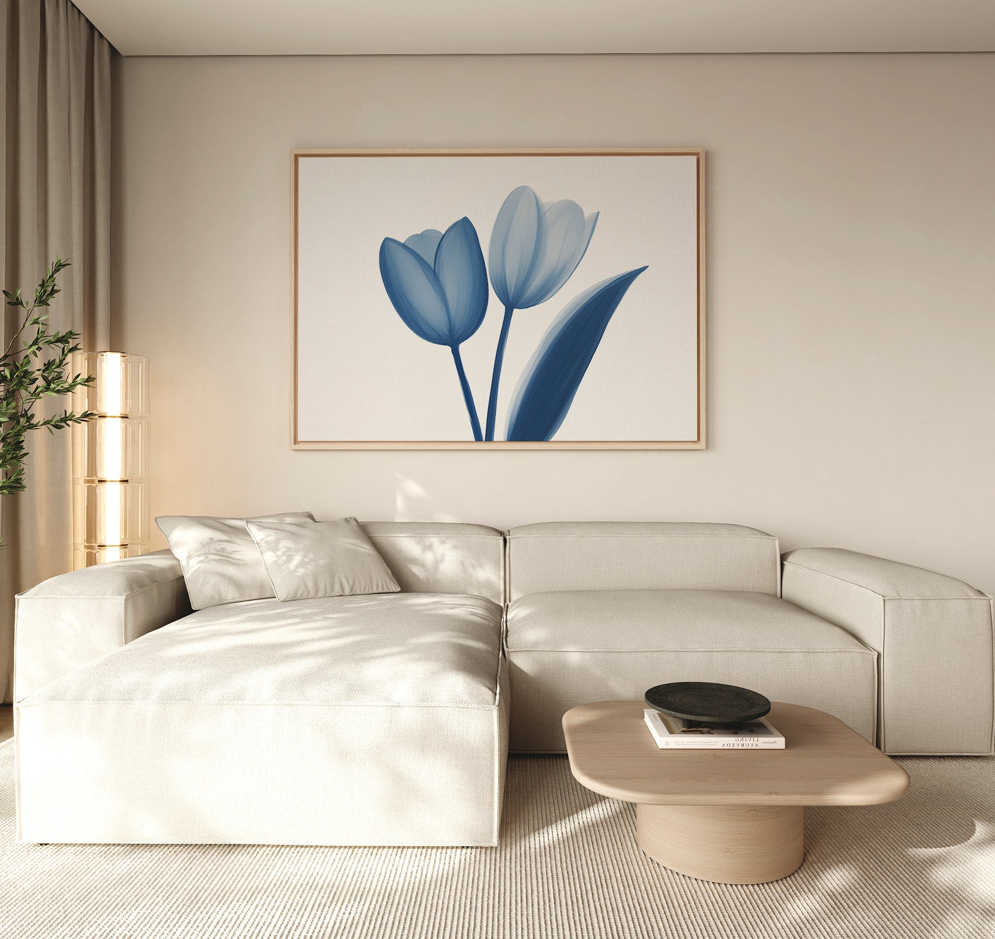 Whispers in Azure – blue botanical canvas wall art print by Aspire Prints