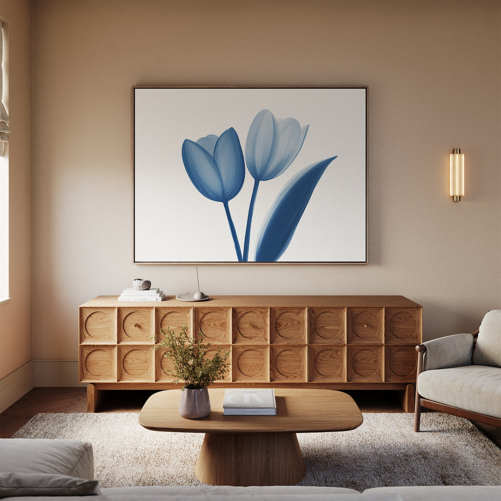 Whispers in Azure – blue botanical canvas wall art print by Aspire Prints
