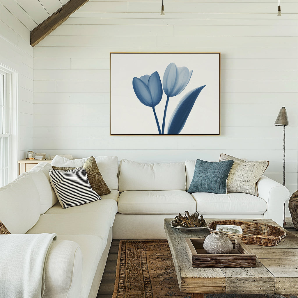 Whispers in Azure – blue botanical canvas wall art print by Aspire Prints