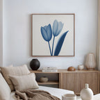 Whispers in Azure – blue botanical canvas wall art print by Aspire Prints