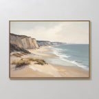 Whispering Cliffs at Tideline – blue vintage canvas wall art print by Aspire Prints