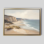 Whispering Cliffs at Tideline – blue vintage canvas wall art print by Aspire Prints