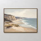 Whispering Cliffs at Tideline – blue vintage canvas wall art print by Aspire Prints
