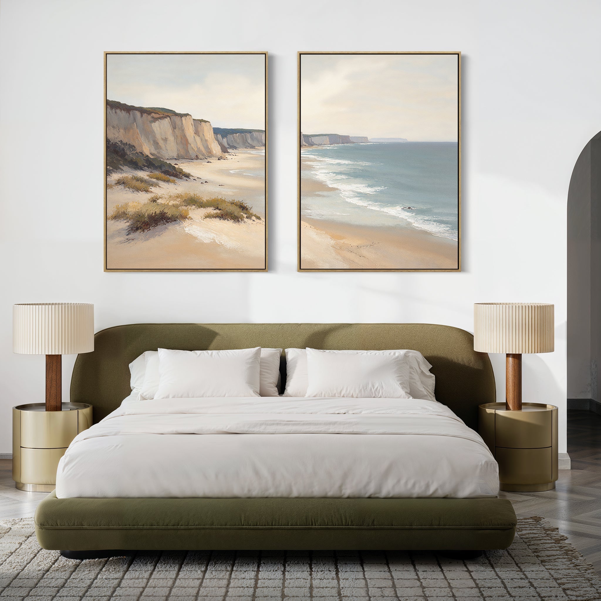 Whispering Tides Diptych – Set of 2 Canvas Prints set of 2 – blue vintage canvas wall art by Aspire Prints