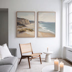 Whispering Tides Diptych – Set of 2 Canvas Prints set of 2 – blue vintage canvas wall art by Aspire Prints