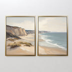 Whispering Tides Diptych – Set of 2 Canvas Prints set of 2 – blue vintage canvas wall art by Aspire Prints