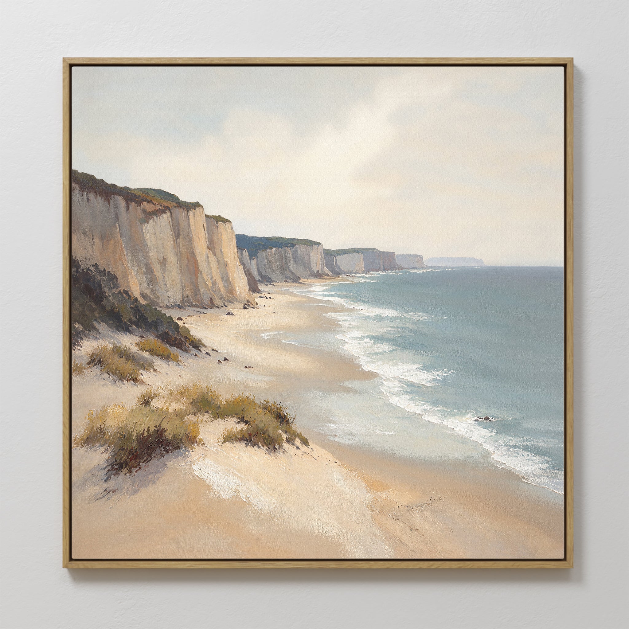 Whispering Tide at Chalk Cove Canvas Print – blue vintage canvas wall art print by Aspire Prints