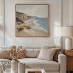 Whispering Tide at Chalk Cove Canvas Print – blue vintage canvas wall art print by Aspire Prints