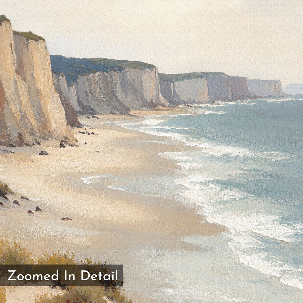 Whispering Tide at Chalk Cove Canvas Print – blue vintage canvas wall art print by Aspire Prints