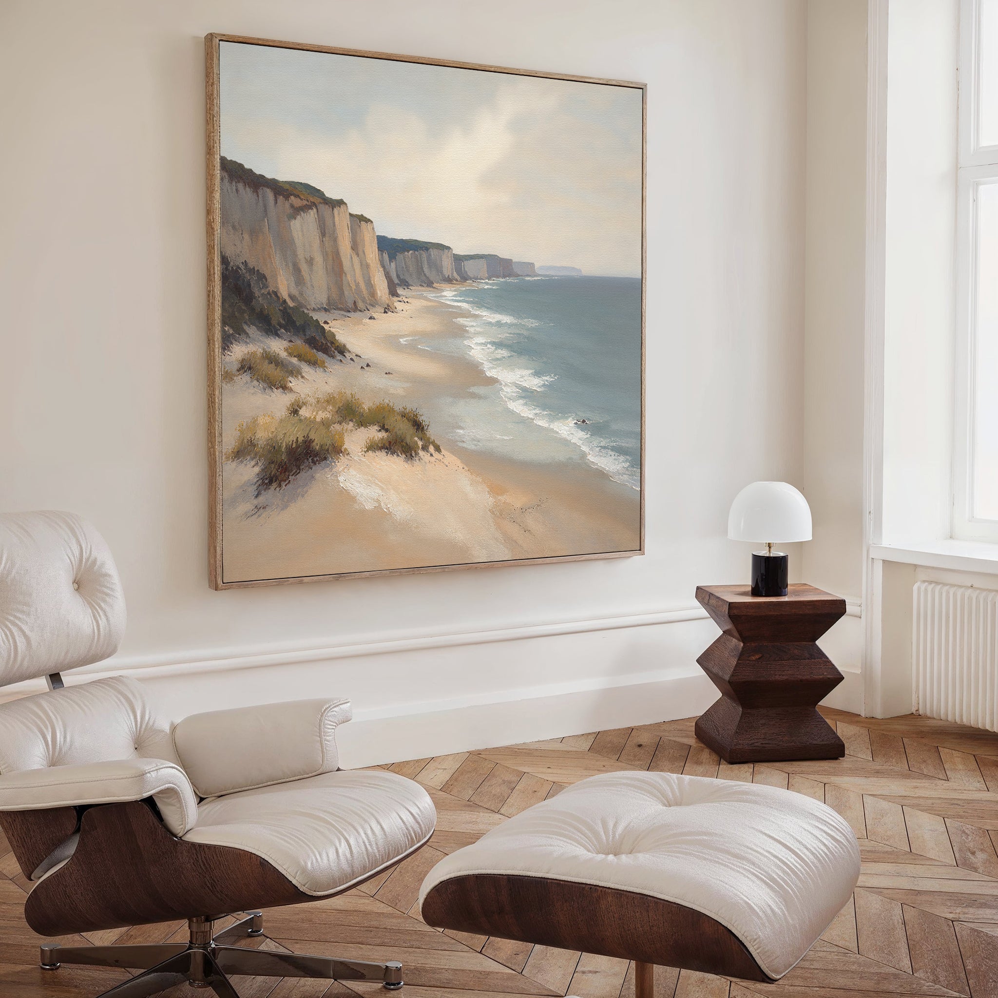 Whispering Tide at Chalk Cove Canvas Print – blue vintage canvas wall art print by Aspire Prints