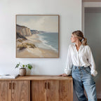 Whispering Tide at Chalk Cove Canvas Print – blue vintage canvas wall art print by Aspire Prints