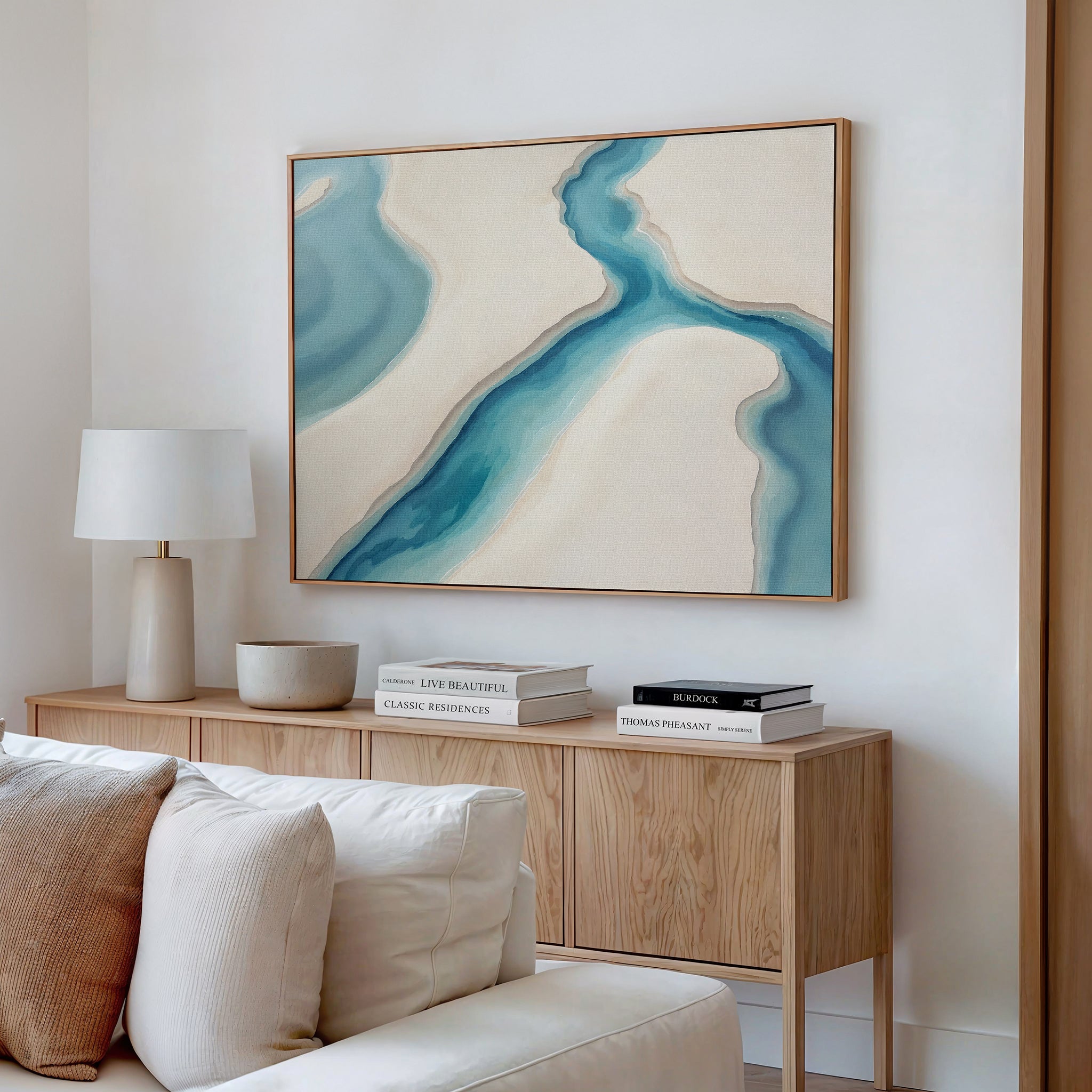 Tides of Serenity – blue coastal canvas wall art print by Aspire Prints