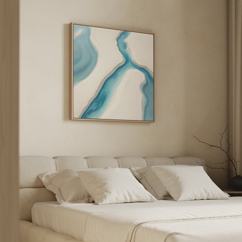 Tideline Whisper – blue coastal canvas wall art print by Aspire Prints