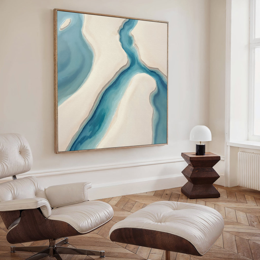 Tideline Whisper – blue coastal canvas wall art print by Aspire Prints