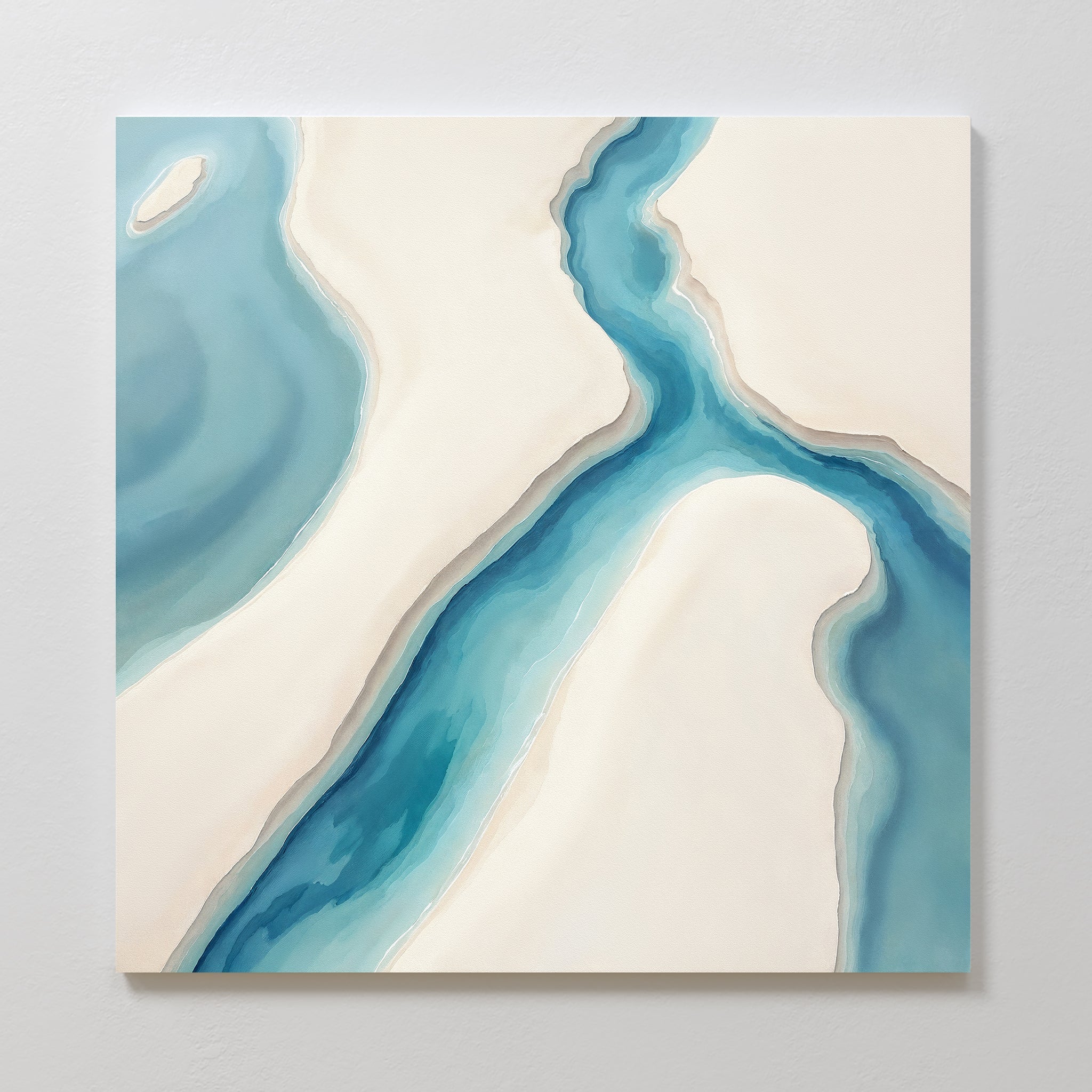 Tideline Whisper – blue coastal canvas wall art print by Aspire Prints
