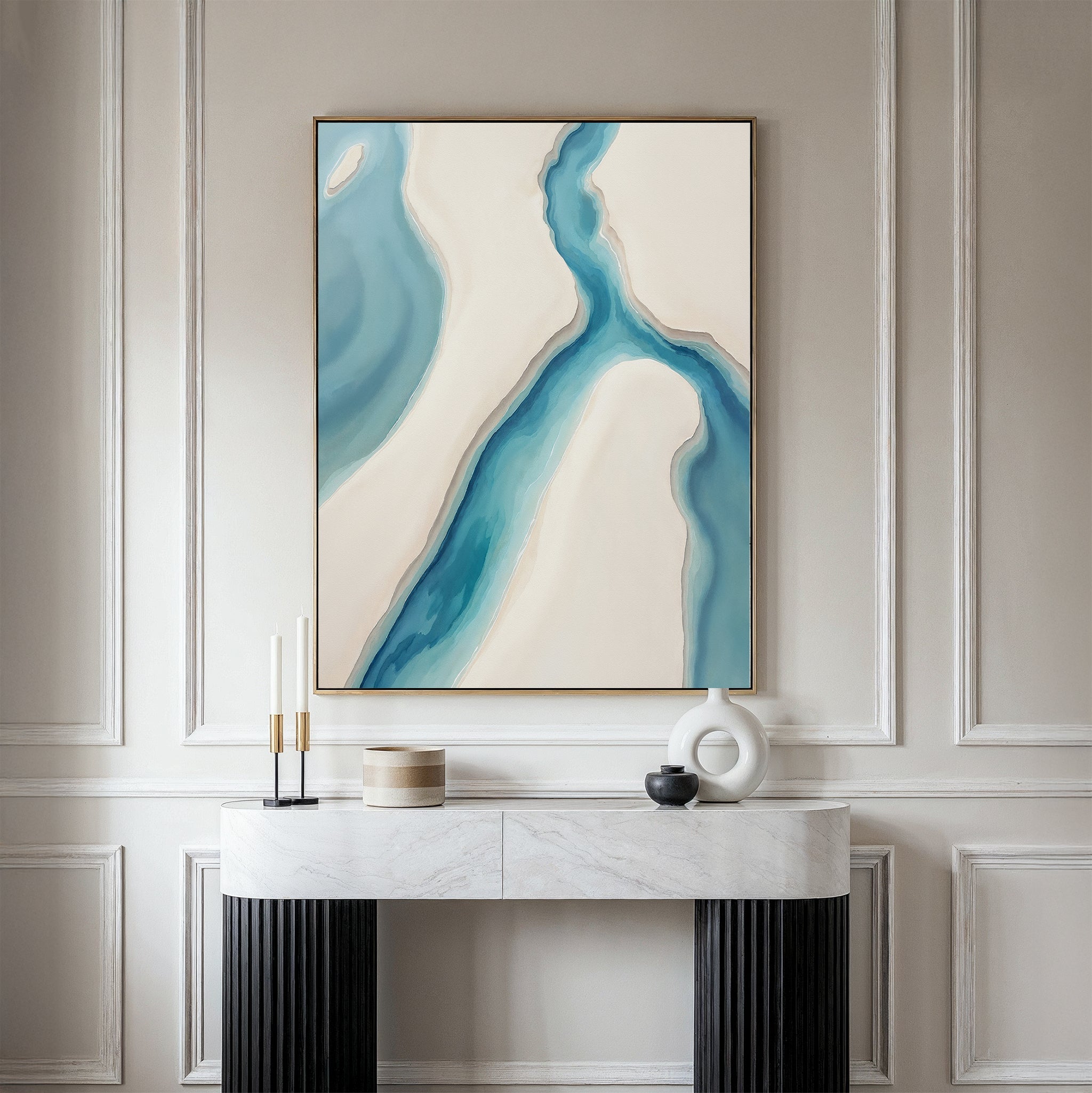 Whispering Tides – blue coastal canvas wall art print by Aspire Prints