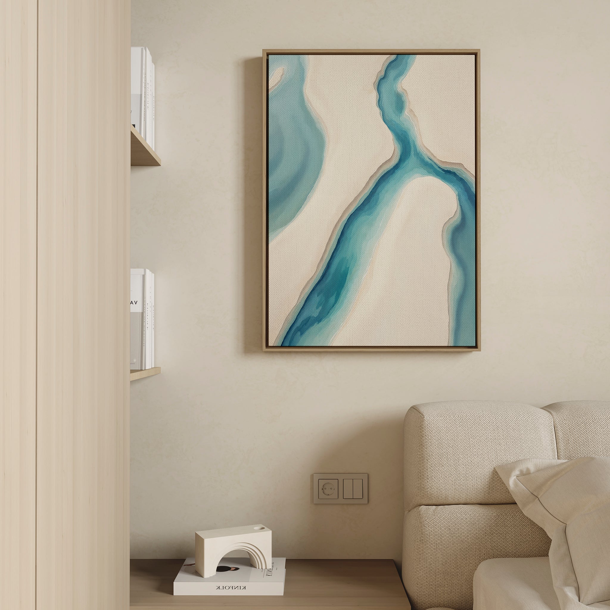Whispering Tides – blue coastal canvas wall art print by Aspire Prints