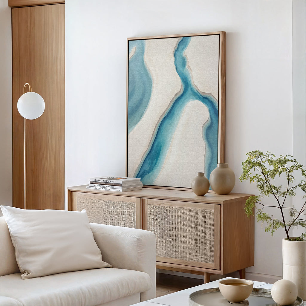 Whispering Tides – blue coastal canvas wall art print by Aspire Prints