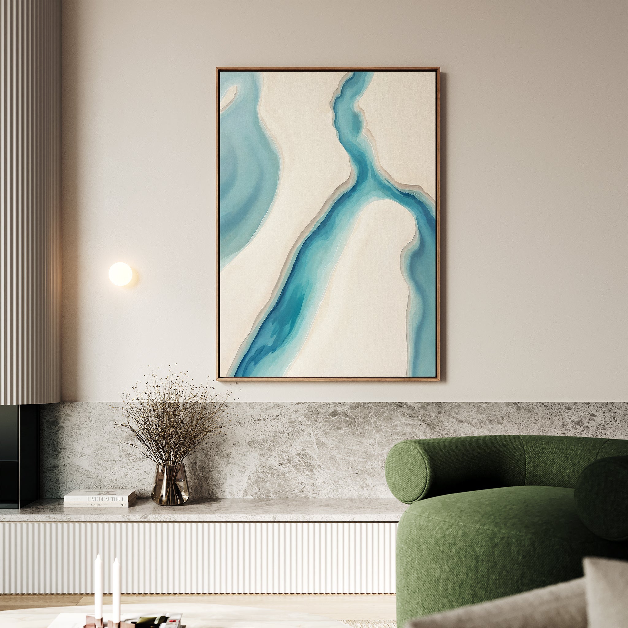 Whispering Tides – blue coastal canvas wall art print by Aspire Prints
