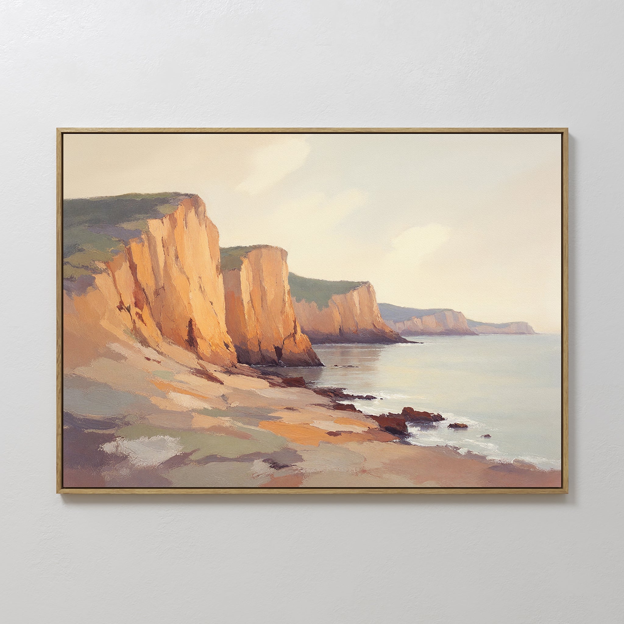 Where the Cliffs Meet Gold – earthy brown vintage canvas wall art print by Aspire Prints