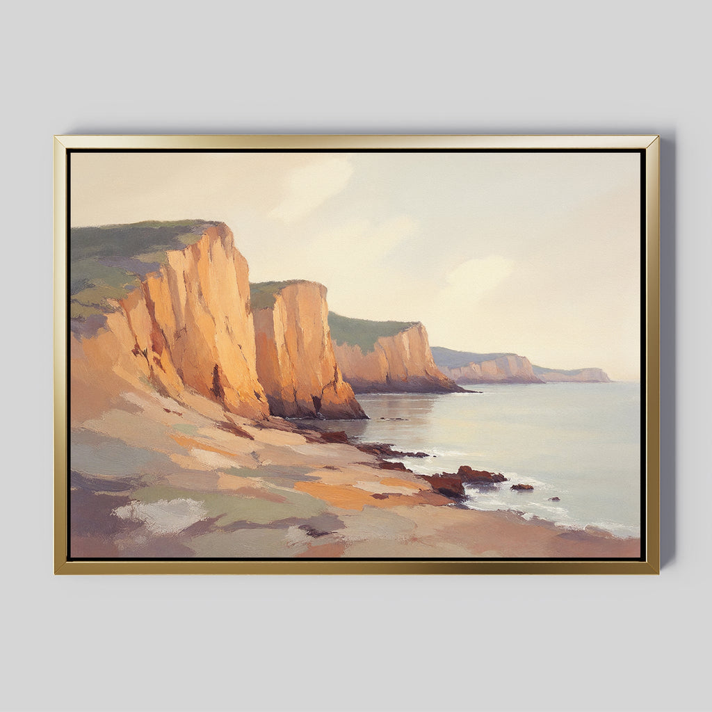 Where the Cliffs Meet Gold – earthy brown vintage canvas wall art print by Aspire Prints