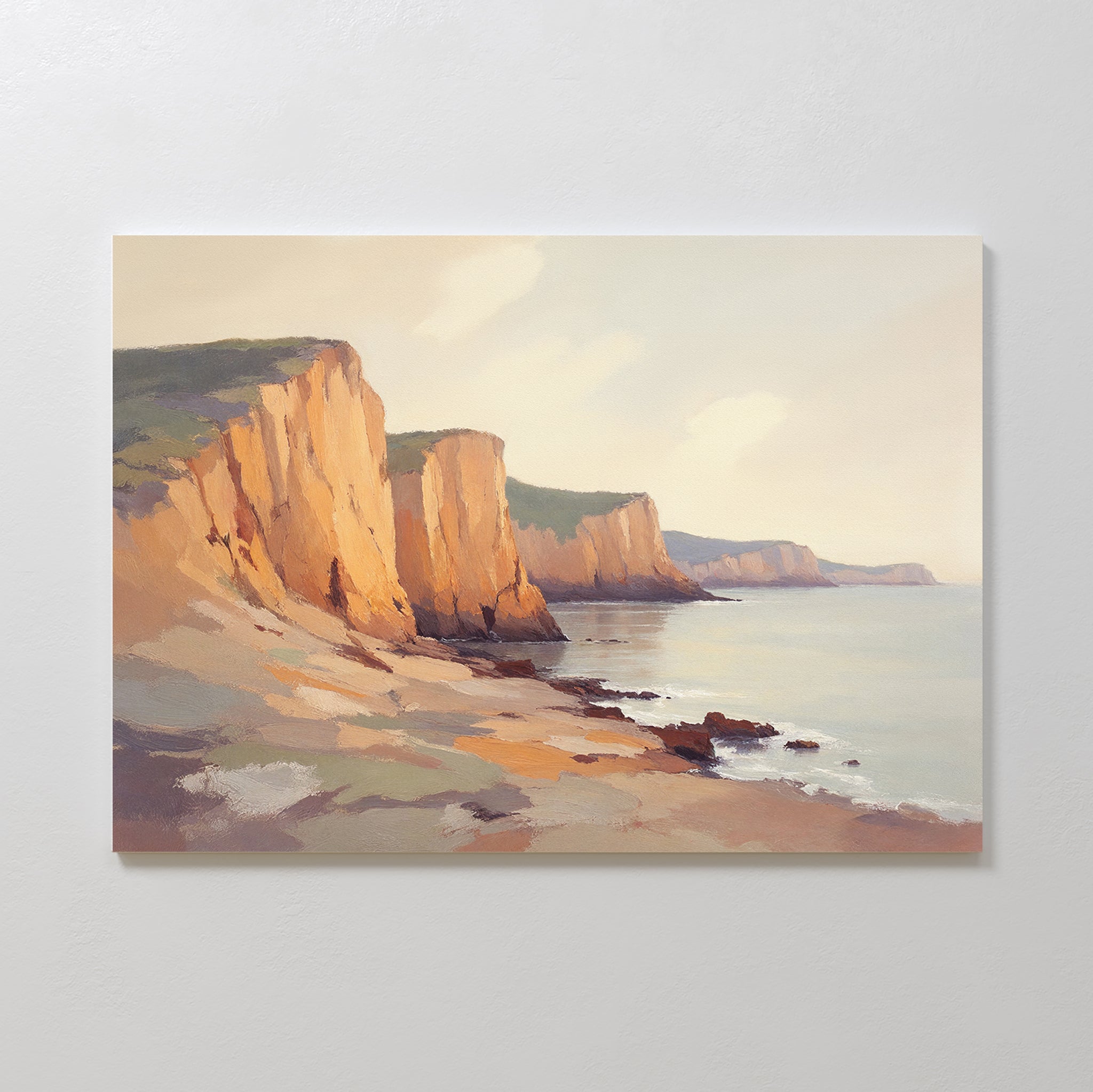 Where the Cliffs Meet Gold – earthy brown vintage canvas wall art print by Aspire Prints