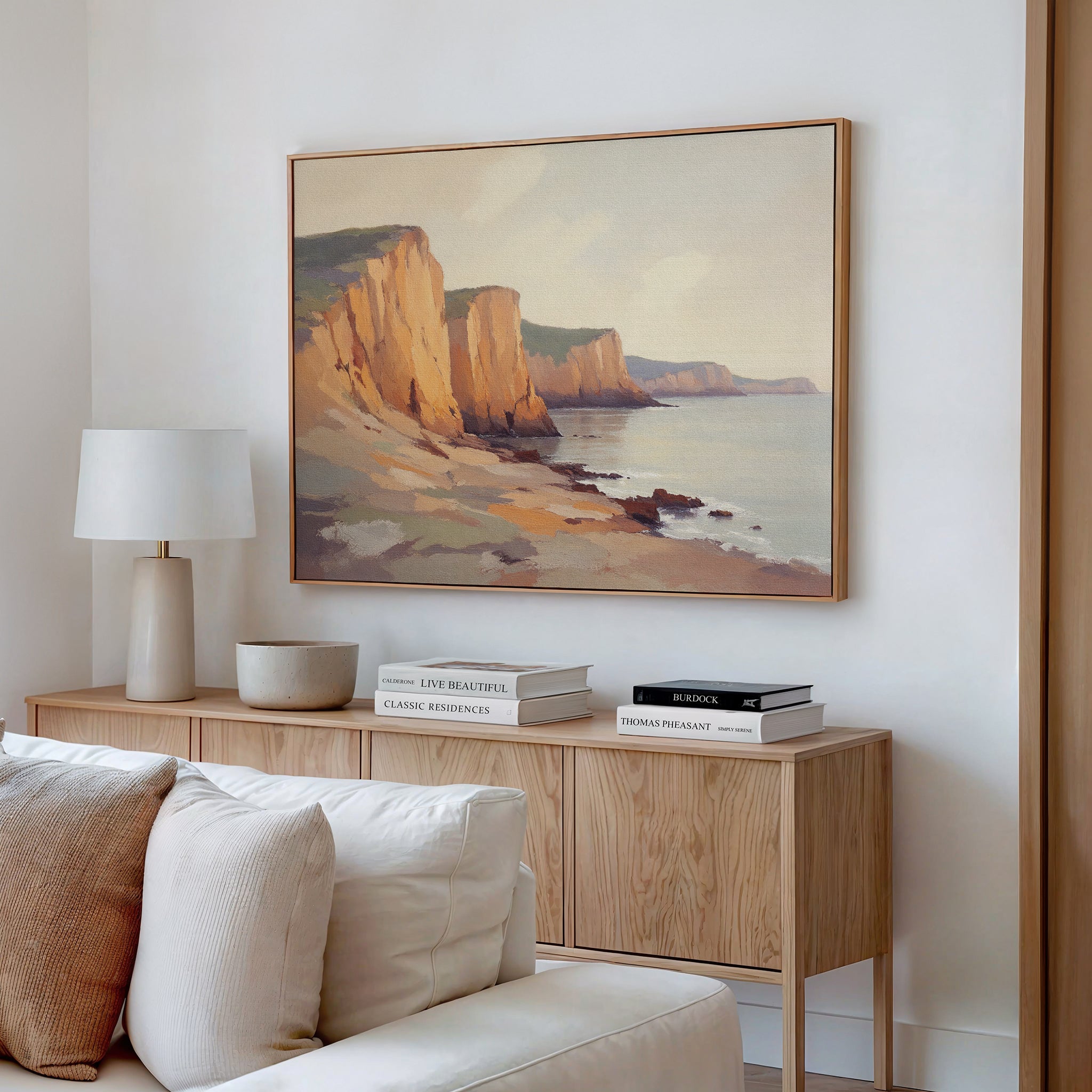 Where the Cliffs Meet Gold – earthy brown vintage canvas wall art print by Aspire Prints