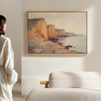 Where the Cliffs Meet Gold – earthy brown vintage canvas wall art print by Aspire Prints