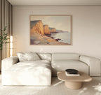Where the Cliffs Meet Gold – earthy brown vintage canvas wall art print by Aspire Prints