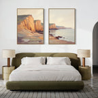 Cliffs of Amber Light – Set of 2 Canvas Prints set of 2 – earthy brown vintage canvas wall art by Aspire Prints