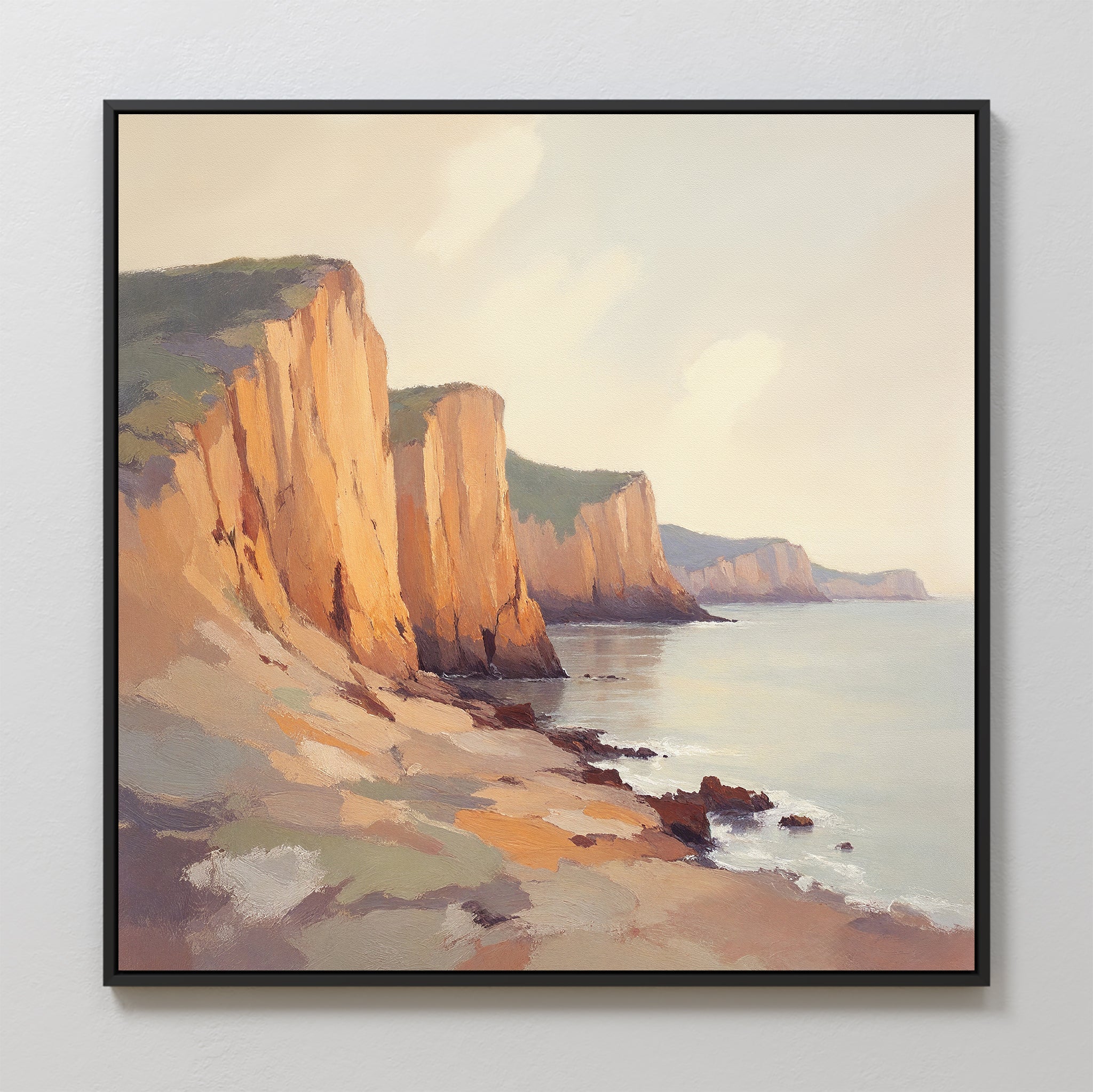 Where the Cliffs Catch Fire – earthy brown vintage canvas wall art print by Aspire Prints