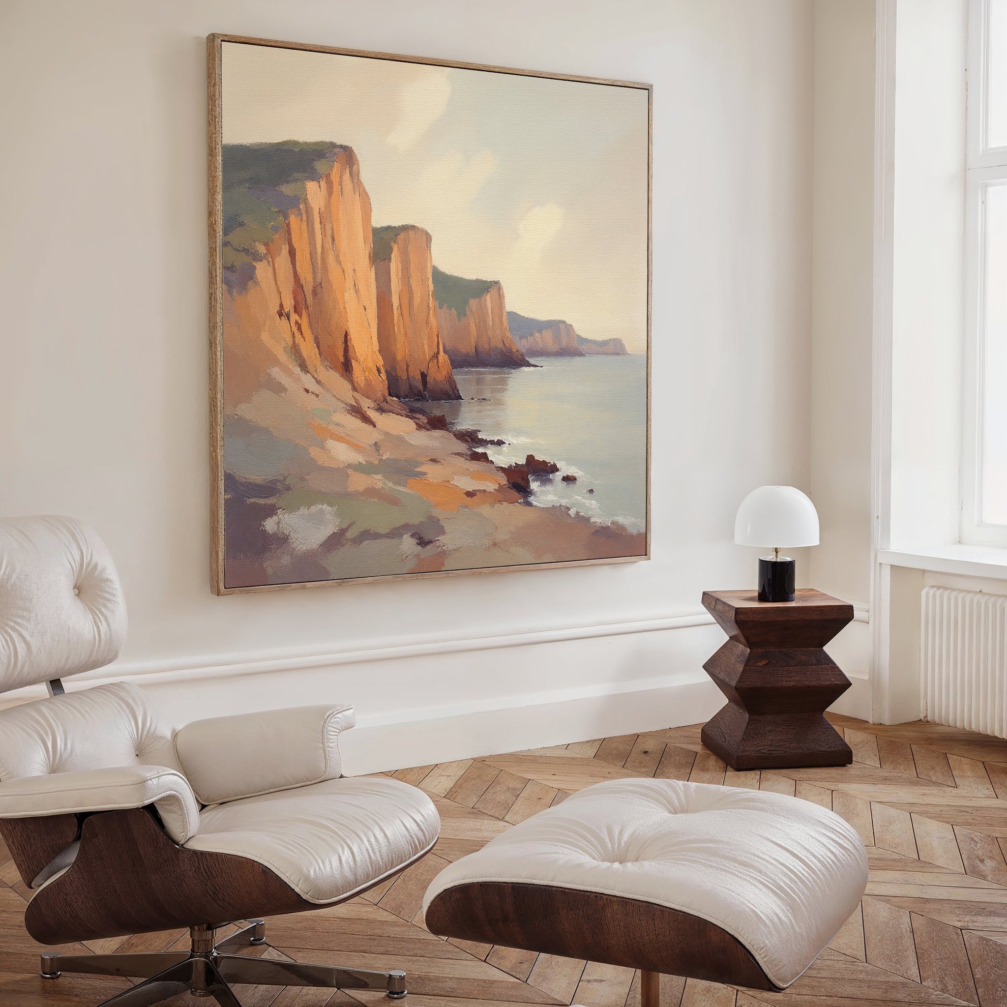 Where the Cliffs Catch Fire – earthy brown vintage canvas wall art print by Aspire Prints