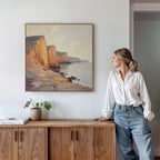 Where the Cliffs Catch Fire – earthy brown vintage canvas wall art print by Aspire Prints