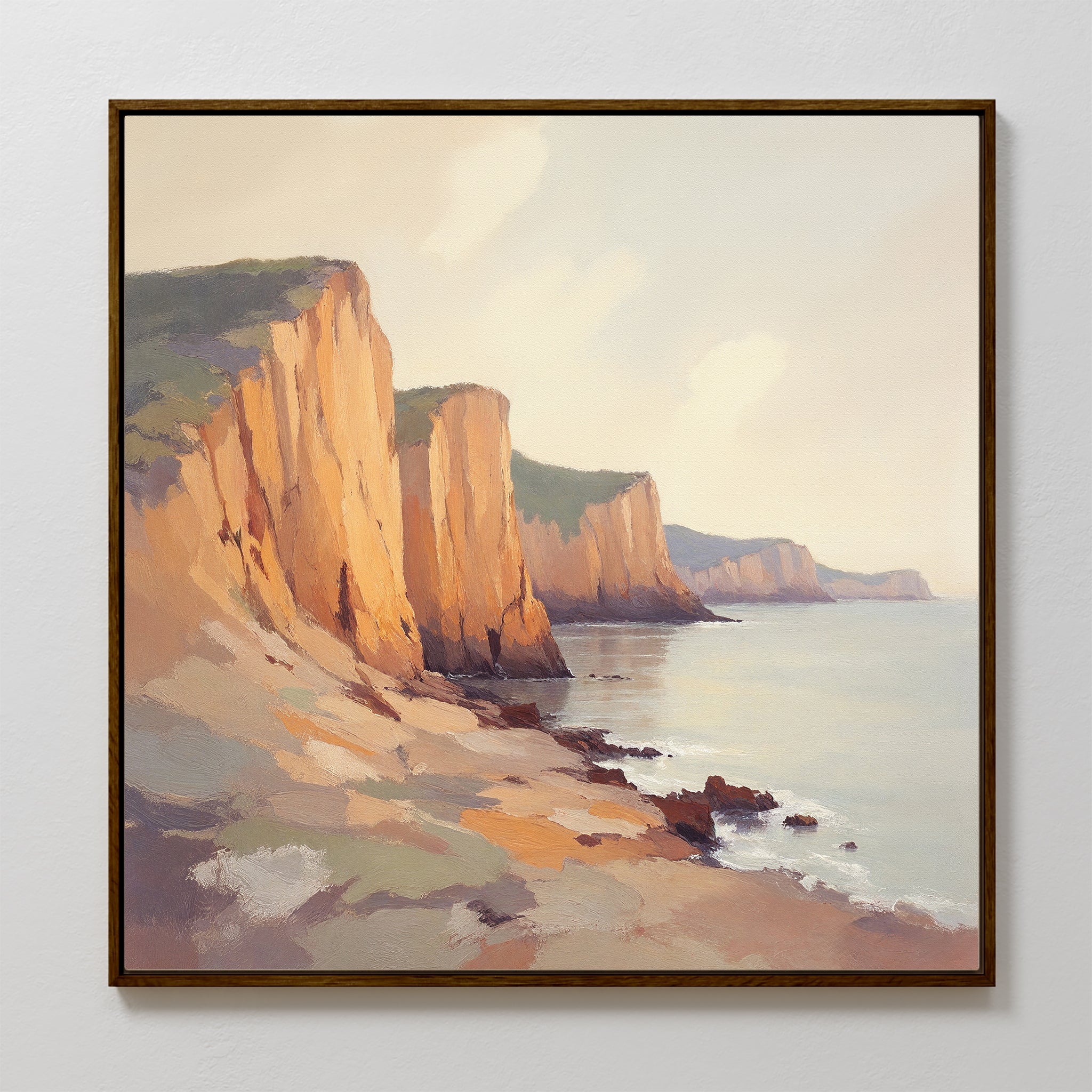 Where the Cliffs Catch Fire – earthy brown vintage canvas wall art print by Aspire Prints