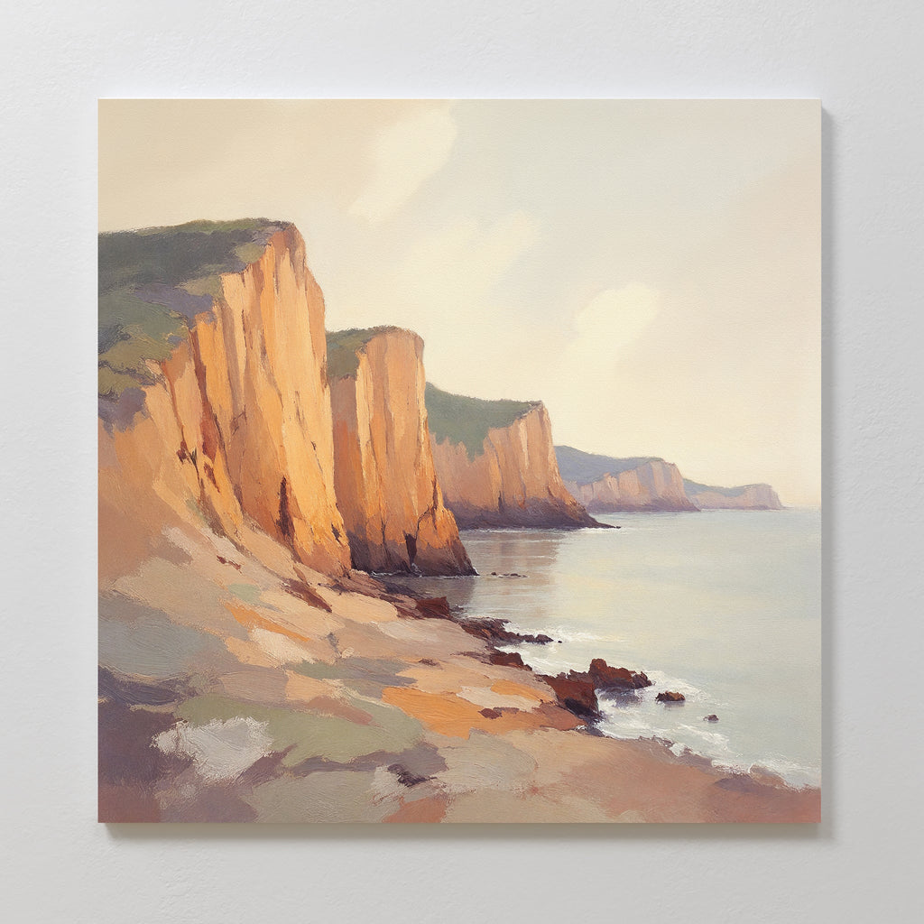 Where the Cliffs Catch Fire – earthy brown vintage canvas wall art print by Aspire Prints
