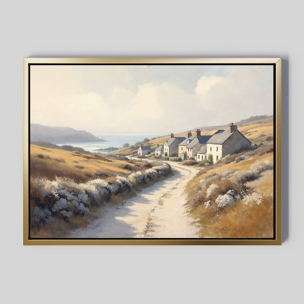 Whispers of the Golden Coast – golden yellow vintage canvas wall art print by Aspire Prints