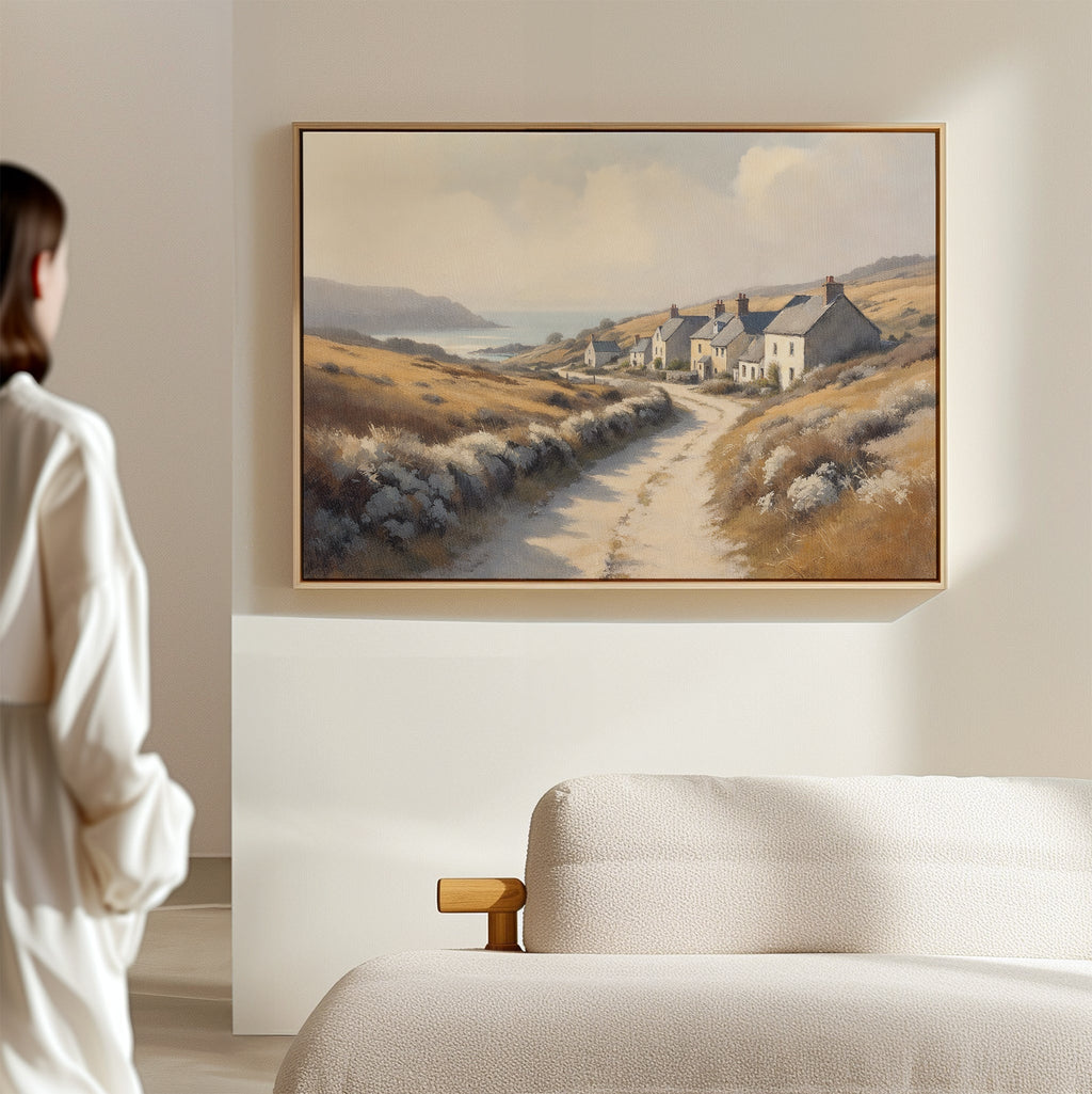 Whispers of the Golden Coast – golden yellow vintage canvas wall art print by Aspire Prints