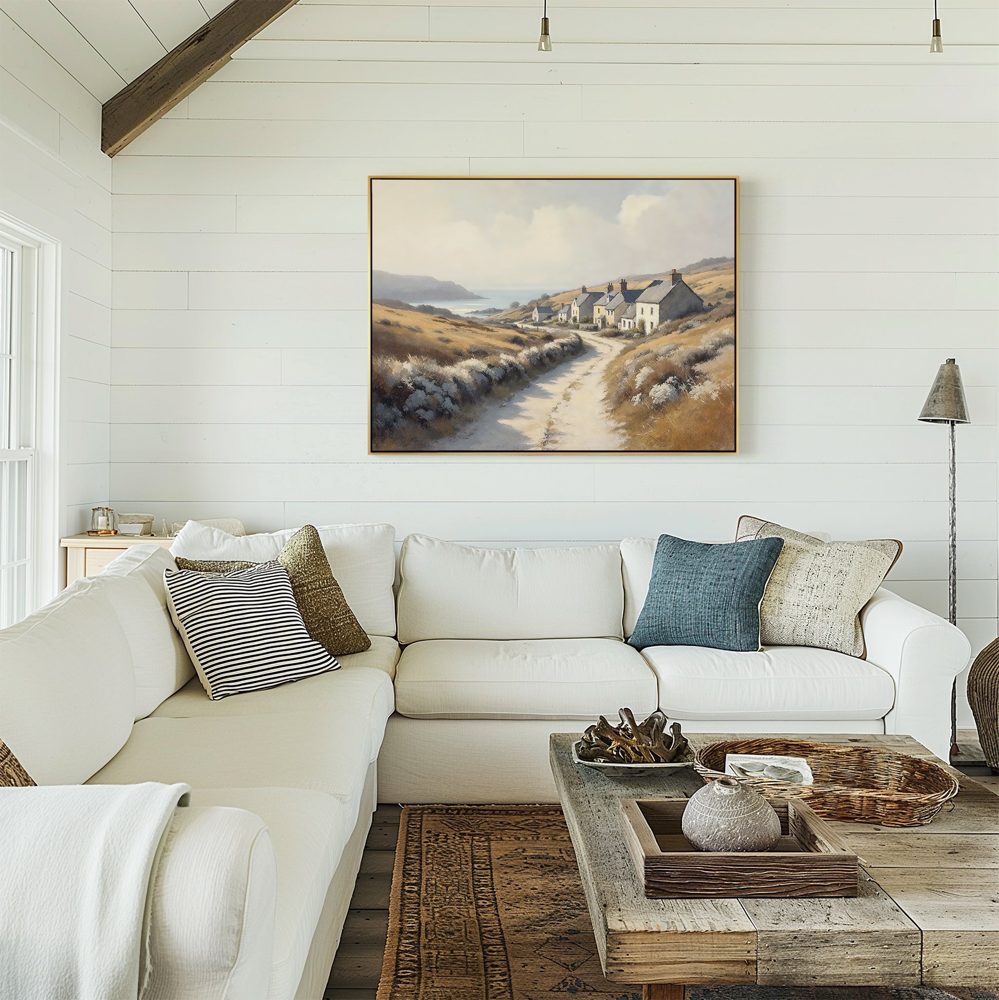 Whispers of the Golden Coast – golden yellow vintage canvas wall art print by Aspire Prints