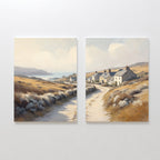 Amber Shores Whisper – Set of 2 Canvas Prints set of 2 – golden yellow vintage canvas wall art by Aspire Prints