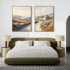 Amber Shores Whisper – Set of 2 Canvas Prints set of 2 – golden yellow vintage canvas wall art by Aspire Prints