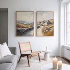 Amber Shores Whisper – Set of 2 Canvas Prints set of 2 – golden yellow vintage canvas wall art by Aspire Prints