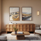 Amber Shores Whisper – Set of 2 Canvas Prints set of 2 – golden yellow vintage canvas wall art by Aspire Prints