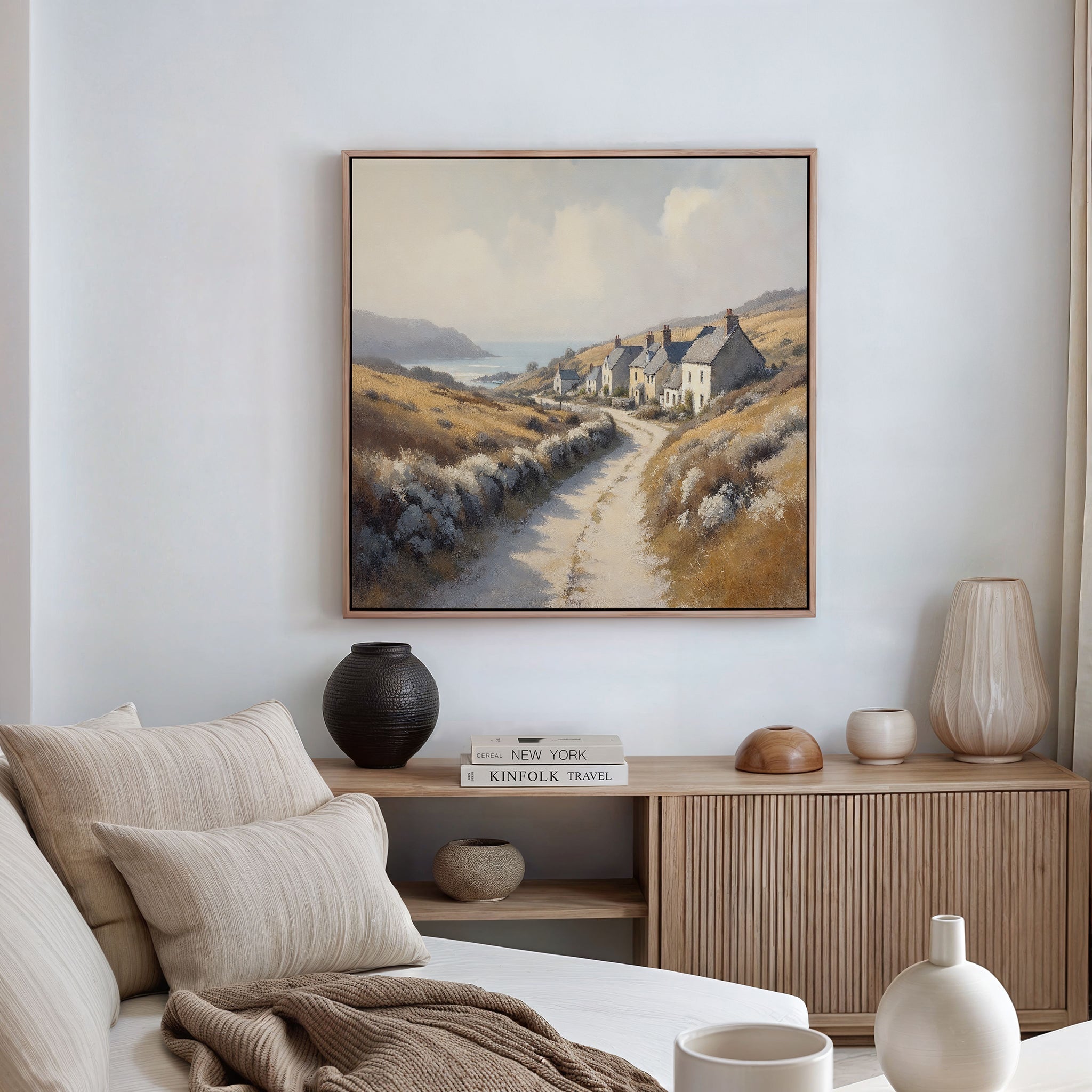 Whispers of the Golden Coast Canvas Print – golden yellow vintage canvas wall art print by Aspire Prints