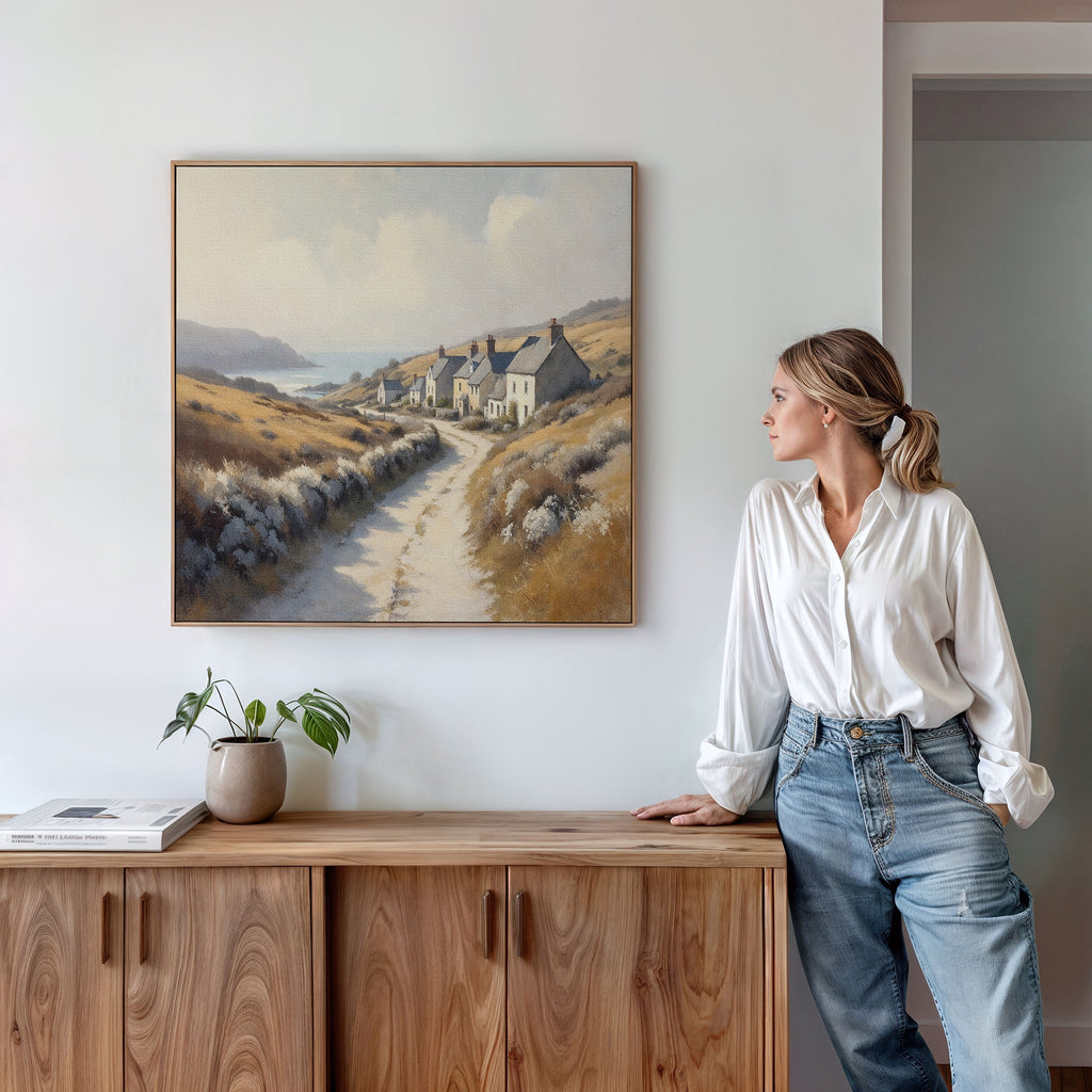 Whispers of the Golden Coast Canvas Print – golden yellow vintage canvas wall art print by Aspire Prints