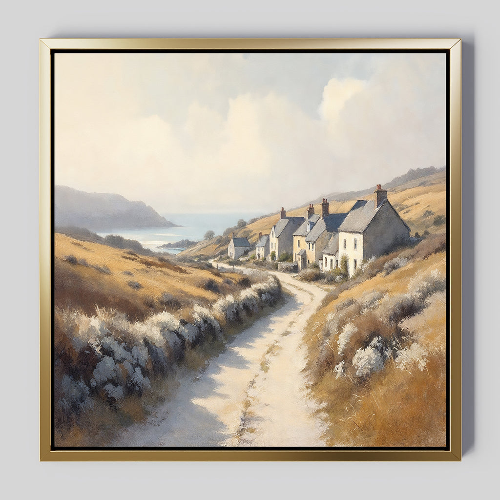 Whispers of the Golden Coast Canvas Print – golden yellow vintage canvas wall art print by Aspire Prints