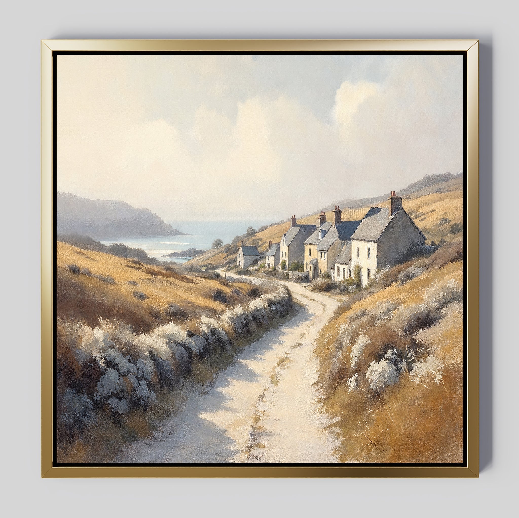 Whispers of the Golden Coast Canvas Print – golden yellow vintage canvas wall art print by Aspire Prints