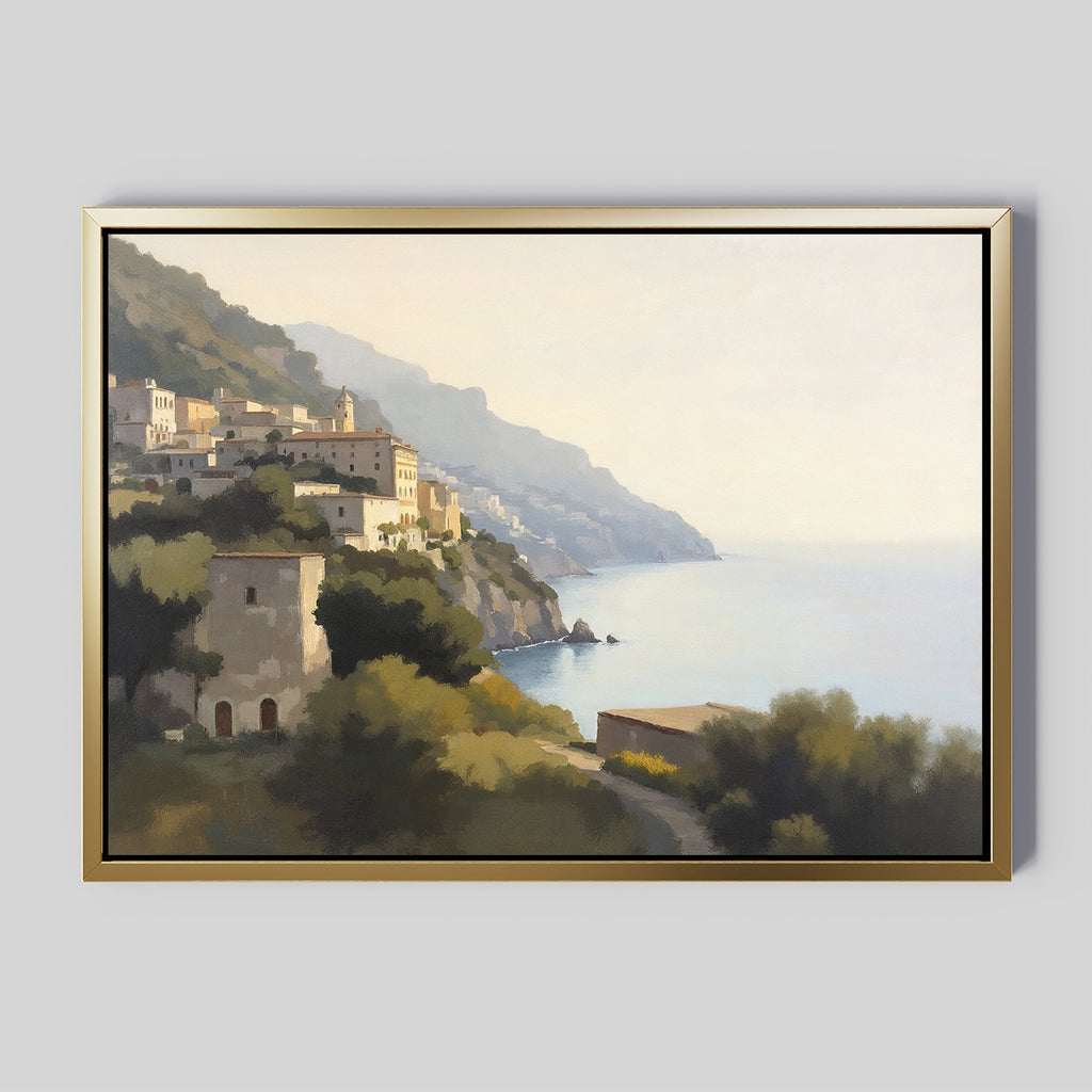 Amalfi Whispers – green vintage canvas wall art print by Aspire Prints