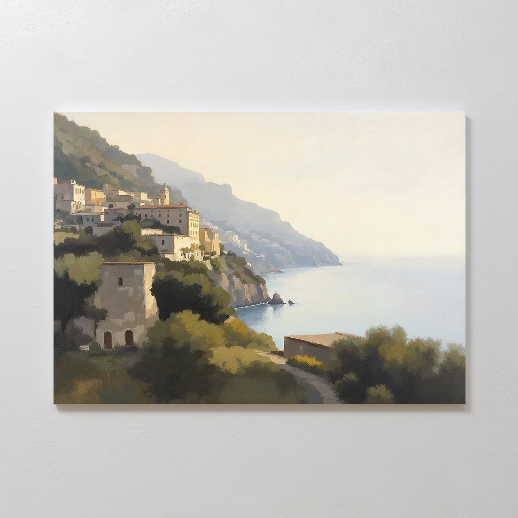 Amalfi Whispers – green vintage canvas wall art print by Aspire Prints