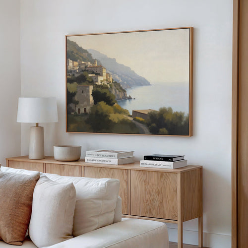 Amalfi Whispers – green vintage canvas wall art print by Aspire Prints